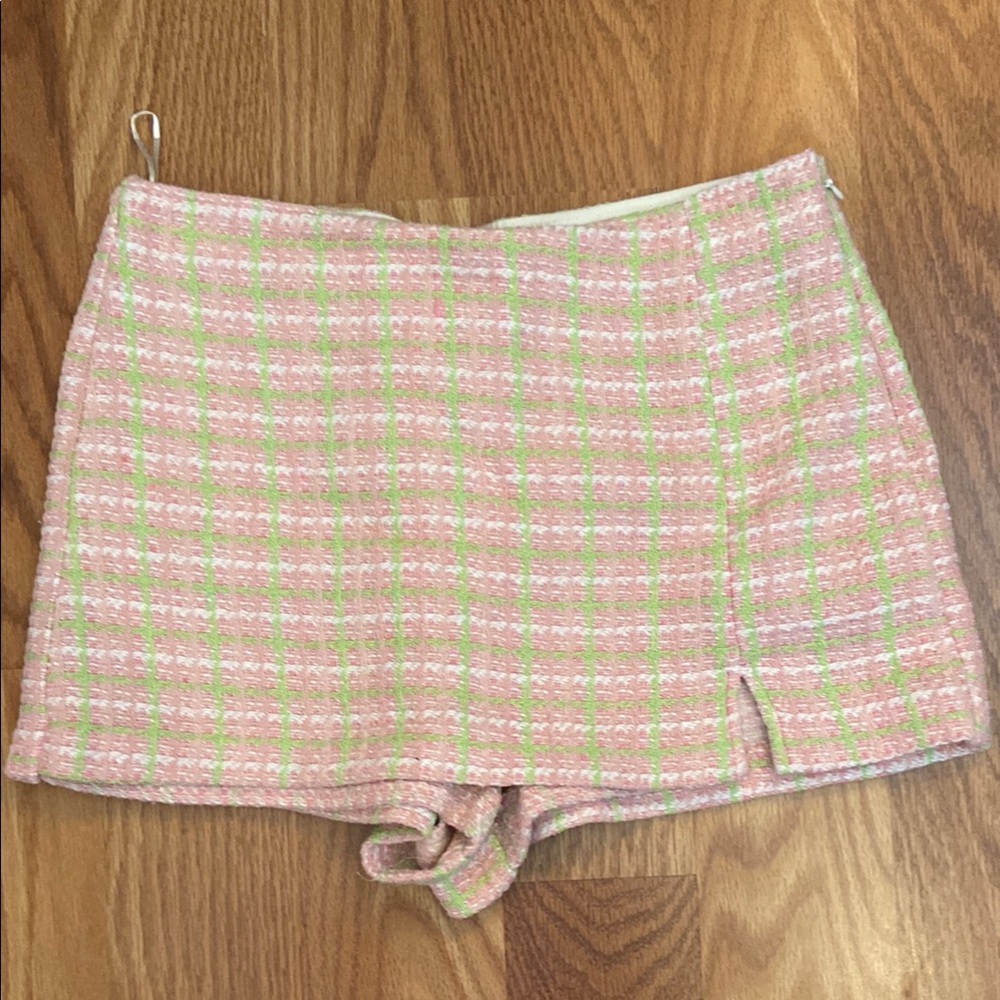 Pink and Green Plaid Skirt Zara us 
Medium